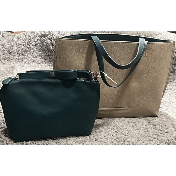Steve Madden BQUEENIE Bisque Taupe Teal Tote Bag Purse Set NEW Rare - Picture 10 of 14
